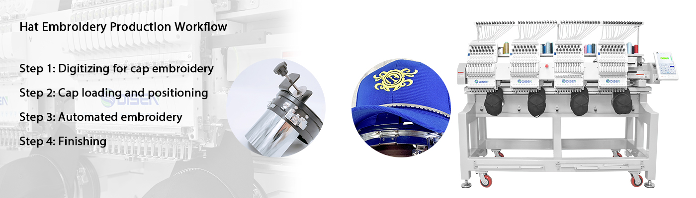 टोपी कढ़ाई उत्पादन वर्कफ़्लो